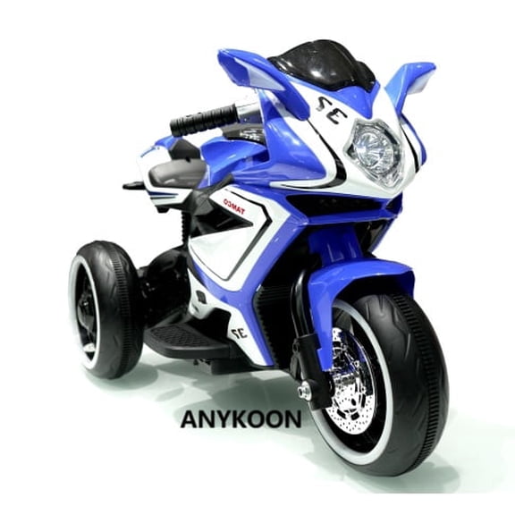 Anykoon 6V Kids Electric Ride On Motorcycle, Battery Powered Motorbike Toy with LED Lights & Music, Blue, for Ages 3-4