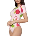 thumbnail image 2 of Balery Hand Drawn Strawberry Women's Short Sleevee Crew Neck Bodysuit Tops Short Sleeve Tops Basic-X-Large, 2 of 9