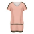 thumbnail image 4 of 2 Piece Skirt Sets for Women Short Sleeve V-Neck Blouses & Shirts Sets 2PC Women's V Neck Shorts Sleeve Two-piece Comfortable Home Pajamas Set Sports Set Womens Spring Outfits Pinks xxl, 4 of 5