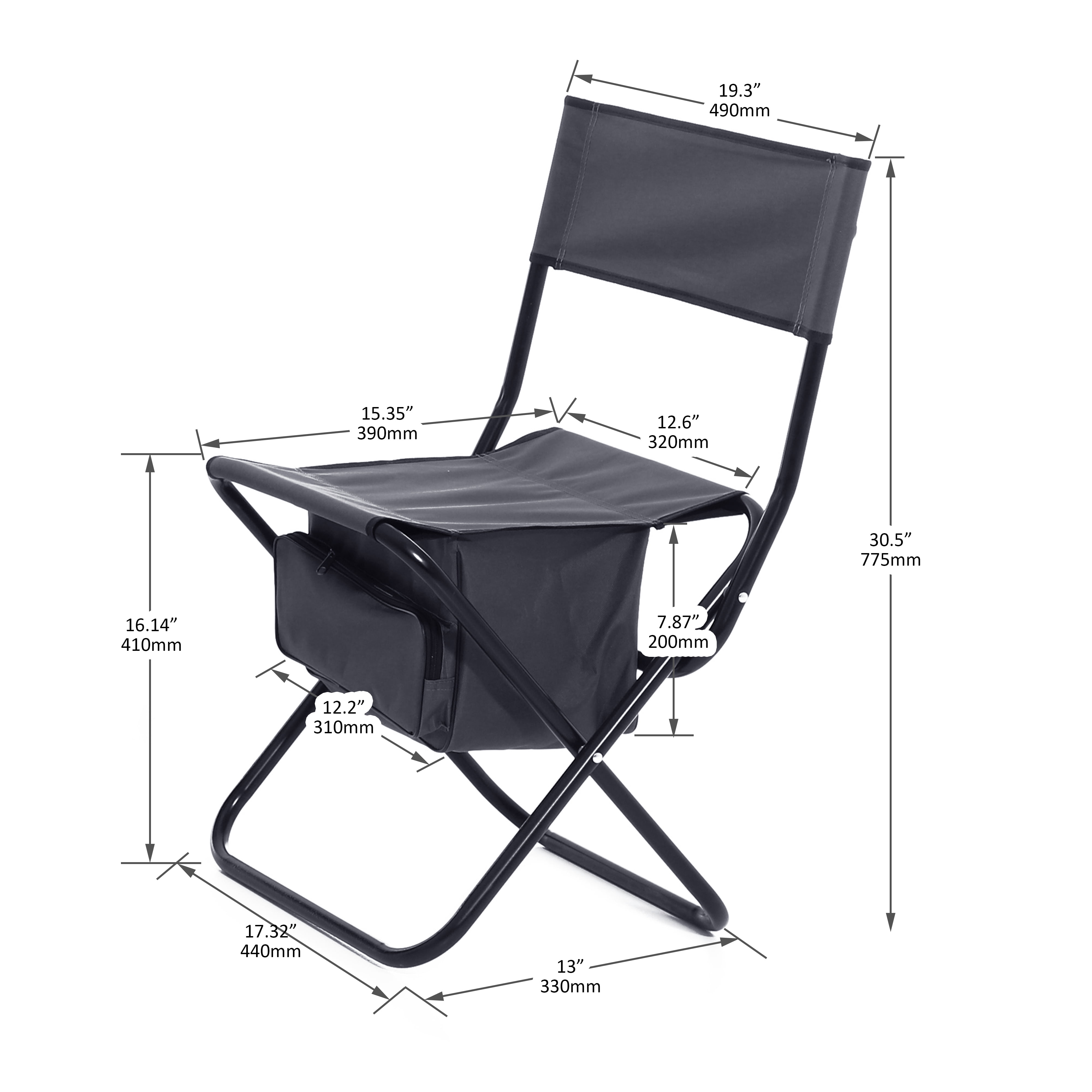MAYEERTY 2-Piece Folding Outdoor Chair with Storage Bag