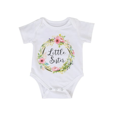 

CenturyX Summer Family Matching Outfits Children Clothes Baby Girl Little Big Sister Match Jumpsuit Romper T Shirt White 0-3 Months