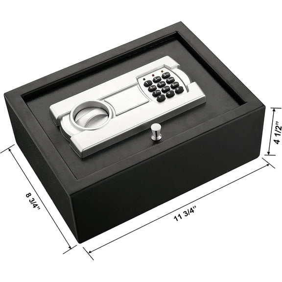 Paragon Safes Digital Security Drawer Safe with Keypad and Keys - Solid Steel Lockbox for Vehicle, Closet or Desk (Dark Gray)