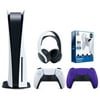 Sony Playstation 5 Disc Version Console with Extra Purple Controller, White PULSE 3D Headset and Surge PowerPack Battery Pack & Charge Cable Bundle