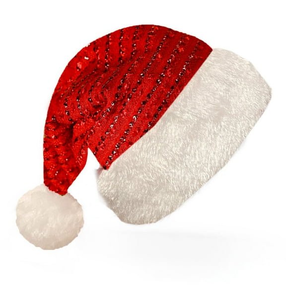 Aihimol Plush Santa Hat,Funny Christmas Hats For Children & Adults Christmas Hat,Sequin Style Xmas Holiday Hat,Unisex Velvet Classic Santa Hat For Christmas New Year