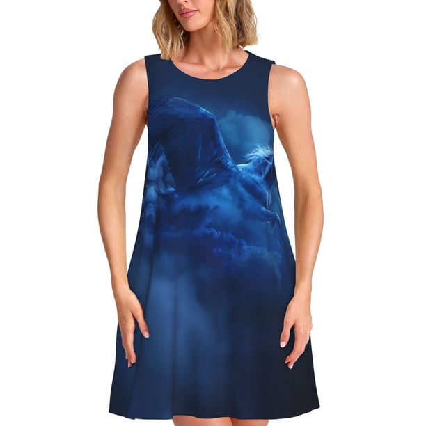 Balery Pegasus Night Sky Vestidos de verano para mujer con estampado: vestido holgado sin mangas, vestido playero informal y cómodo para días calurosos.
