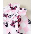 thumbnail image 5 of KIMI BEAR 3T Toddler Baby Girls Pant Sets 4T Toddler Girls Ruffle Butterfly Print Long Sleeves Top Elastic Pants 2PCS Outfits Pink, 5 of 10