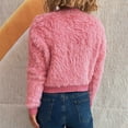 thumbnail image 4 of Womens Fuzzy Cardigan Sweater Long Sleeve Floral Cardigans Button Front Fluffy V Neck Sweaters Pink, M, 4 of 5