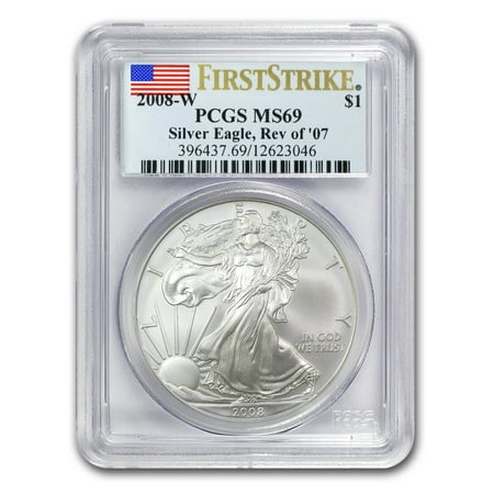 2008-W Burnished Silver American Eagle MS-69 PCGS (FS, Rev '07)
