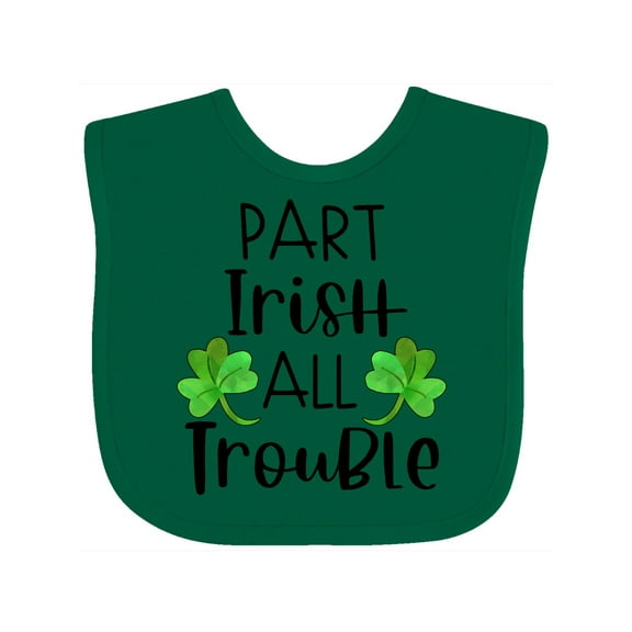 Inktastic Part Irish All Trouble St. Patrick's Day with Green Clovers Boys or Girls Baby Bib