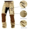 thumbnail image 4 of Mens Cargo Pants Stretch Vintage Cotton Cargo Pants Zipper Pockets Motorcycle Outdoor Casual Fit Spring Fall Trousers Khaki XL, 4 of 5