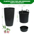 thumbnail image 2 of Set of 2 Tall Self-Watering Planters - 21.7" Large Round Flower Pots for Outdoor/Indoor Use, Built-In Drainage, Removable Liners, Water Level Monitor - Patio, Porch, Garden, Home, 2 of 9