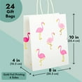 thumbnail image 3 of Sparkle and Bash Flamingo Party Favor Bags - Gift Bag with Sturdy Handle for Flamingo Party Decorations - Baby Shower Goody Pouches & Favor Sacks - Pack of 24, 8 x 10 x 4 in, White, Pink & Gold Foil, 3 of 10