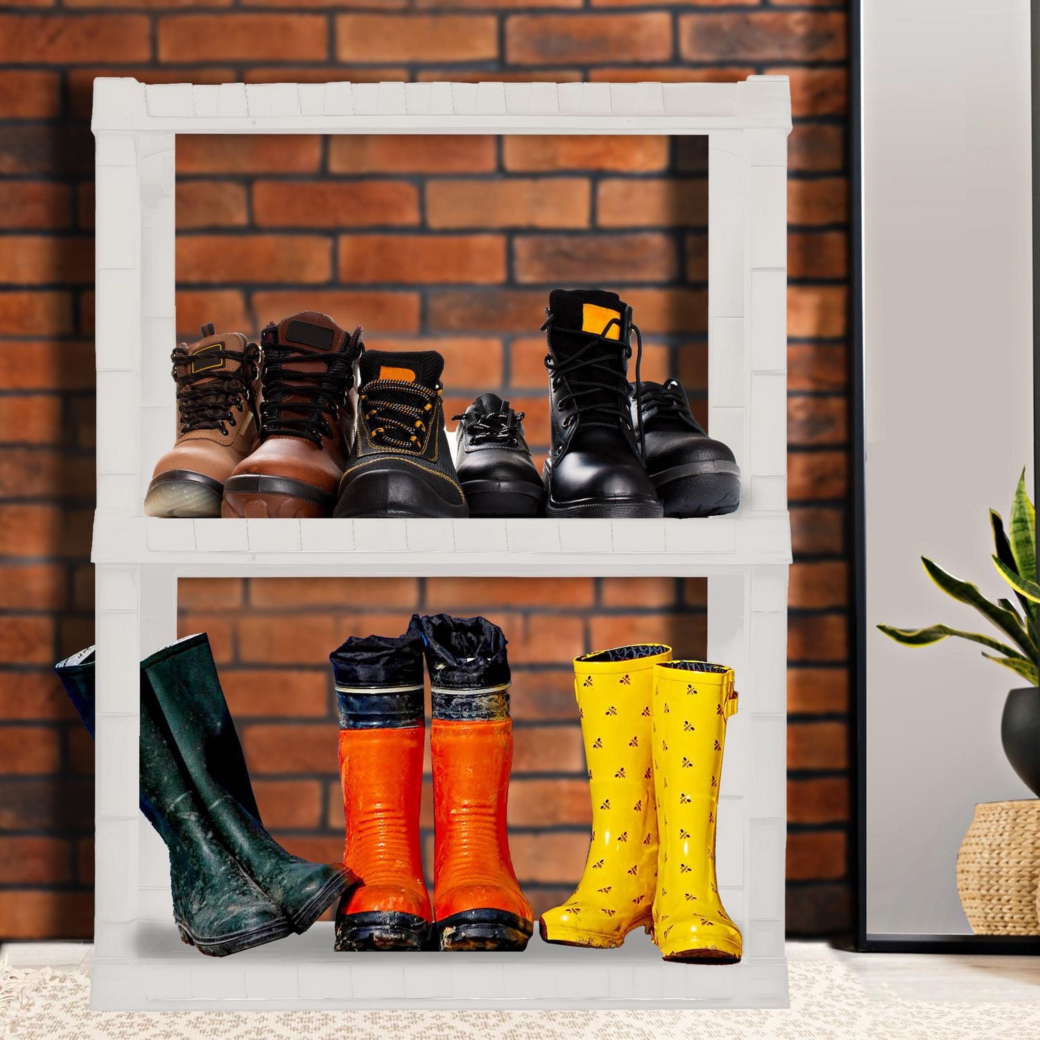 Hyper Tough Plastic Shelf 3-Tier 39"H x 14"D x 30"W 2-Pack White-300 lb Total Capacity