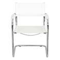 thumbnail image 3 of Breuer Chair Company Mart Stam Cantilever Armchair Arm Chair w/ Chrome Steel Frame & White Bonded Leather by Furnish Theory, 3 of 7