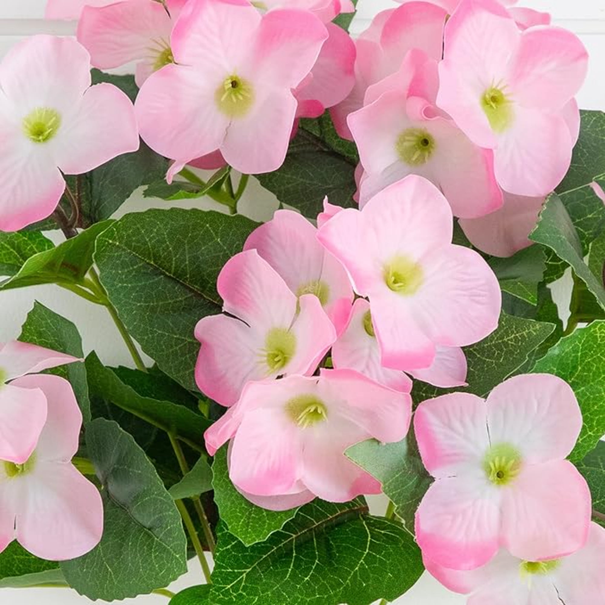 Nearly Natural UV-Resistant Artificial Hydrangea Outdoor Bush Plant - 14" - Pink - Set of 6