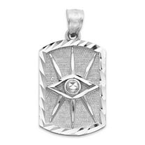 925 Sterling Silver Evil Eye with Rays Tag Pendant - All Seeing Eye, Protection Jewelry Gifts for Women - Golden Fire