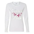 thumbnail image 2 of Wild Bobby In October We Wear Pink Crown Breast Cancer Awareness Women Graphic Long Sleeve Tee, White, Small, 2 of 6