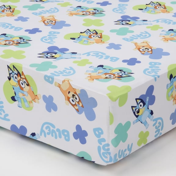 Bluey Toddler Fitted Sheet Set 2 Pack Print & Solid