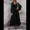 thumbnail image 4 of Vestido Holgado Informal con Escote en V, Corte A, Larga y Abertura Alta para Mujer. Negro XXL, 4 of 7
