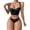 Black, variant on Levmjia Womens Satin Lingerie Set Underwire Longline Bralette With Matching Scalloped Trim Thong Adjustable Spaghetti Straps Smooth Stretch Daily Romantic Date Nights Solid