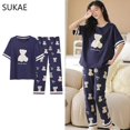 thumbnail image 1 of SUKAE-ropa de dormir de dos piezas para mujer, pijama de tiras de talla grande, minimalista, Kawaii, rosa, para adolescentes, verano, M-5XL, 1 of 4