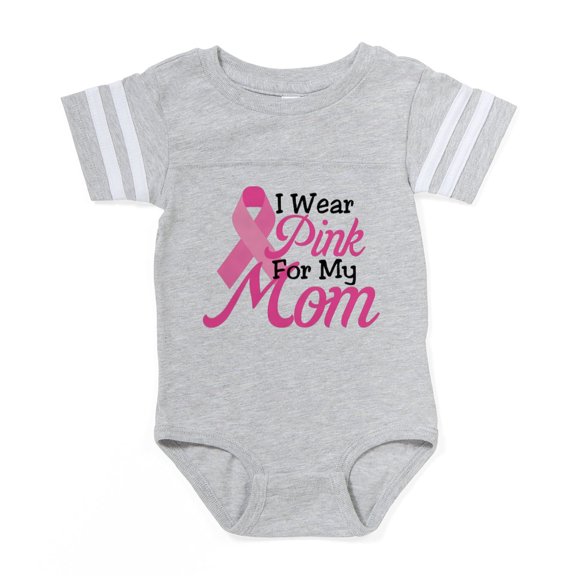 CafePress - I Wear Pink For My Mom - Cute Infant Baby Football Bodysuit