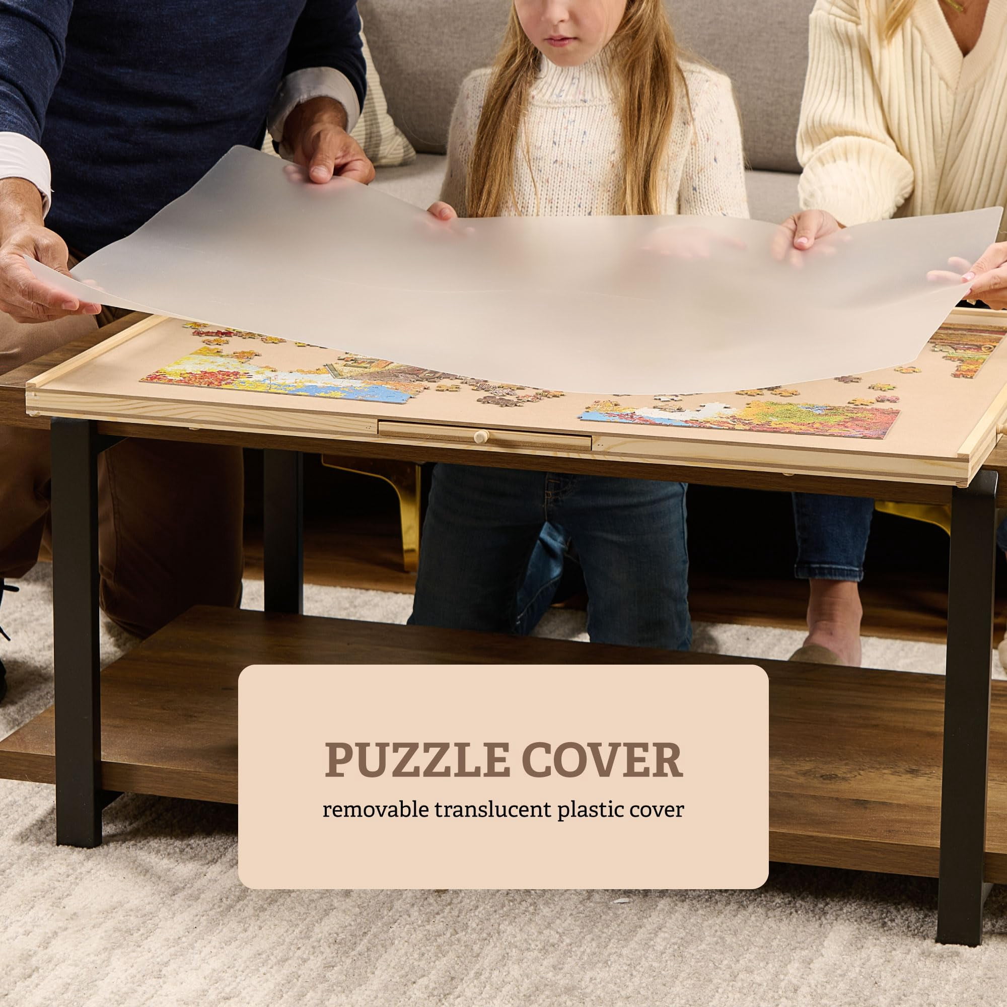 2000 Piece Rotating Wooden Jigsaw Puzzle Board - 41x29 Inch, Rotating Table With Cover,Portable Puzzle Organizer & Storage System