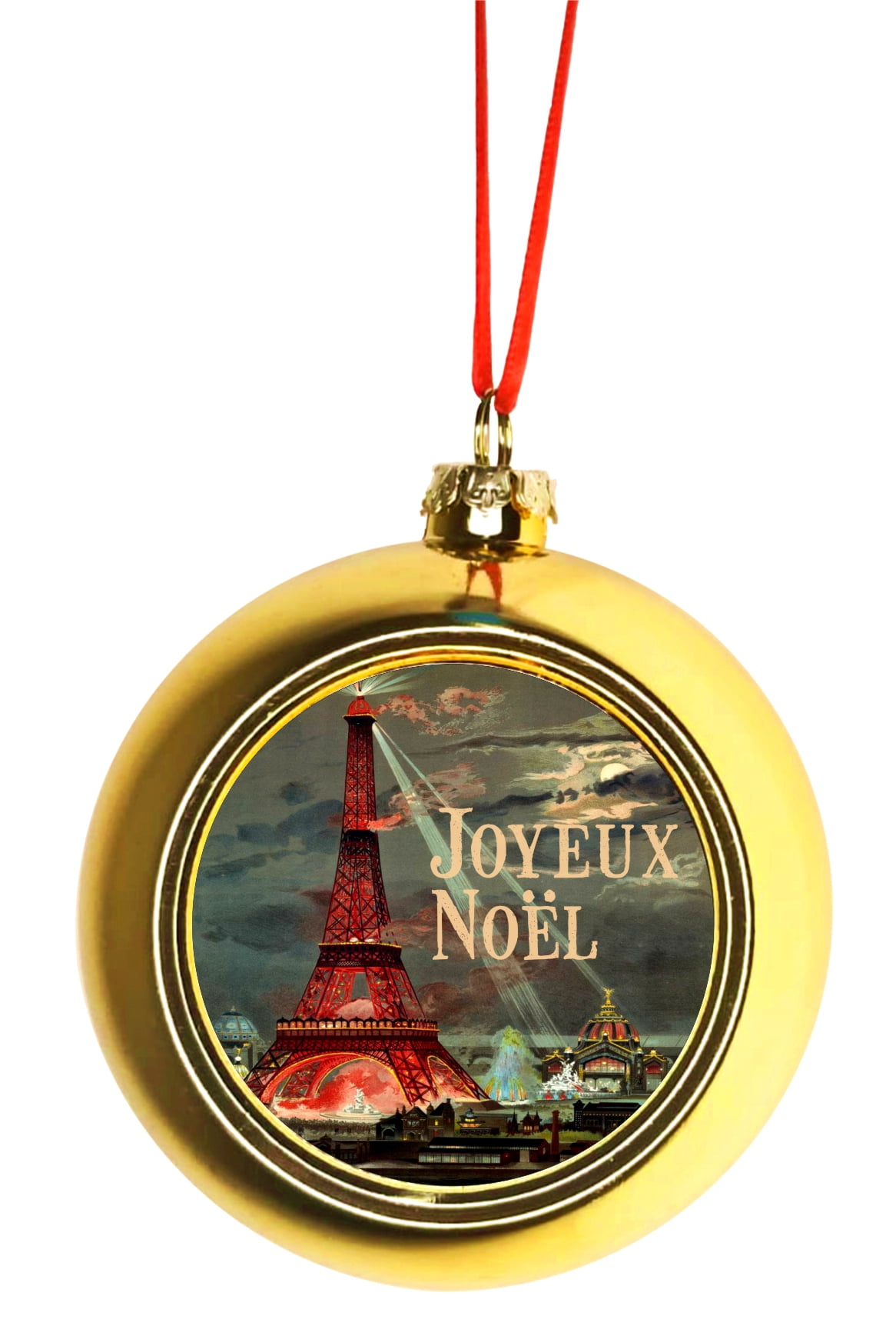 Ornaments Vintage Eiffel Tower Paris France Parisian Design Joyeux Noel