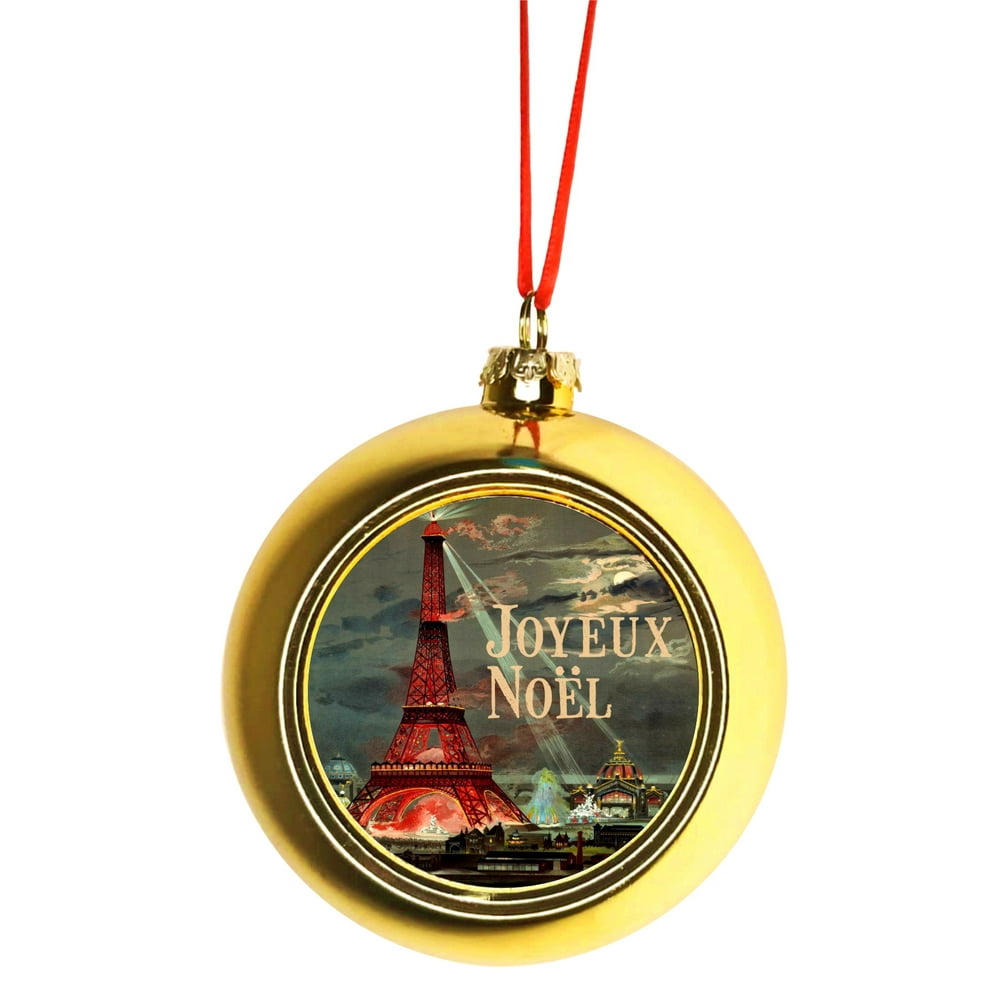 Ornaments Vintage Eiffel Tower Paris France Parisian Design Joyeux Noel