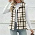 thumbnail image 6 of Gpaecead Women's Plaid Sleeveless Vest - Warm Fleece Winter Warm Gilet Brown, 6 of 9