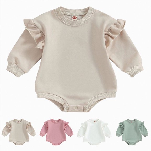 6-12 Months Newborn Baby Girl Boy Sweatshirt Romper Long Sleeve 0 3 6 12 18 Months Fall Winter Clothes Green