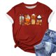 thumbnail image 4 of Fiudx Liquidación de Ahorros de Verano Camiseta Estampada a La Moda para Mujer, Blusa de Manga Corta, Tops Informales con Cuello Redondo, 4 of 5
