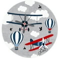 thumbnail image 2 of SAFAVIEH Carousel Kids Biplanes in the Sky Area Rug, Light Gray/Red, 8' x 8' Round, 2 of 10