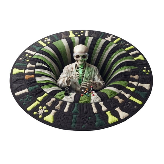 DGMIOCS Halloween Round Rug, Halloween 3D Vortex Illusion Round Area Rug,Spooky Vortex Hole Floor Mat with Skeleton