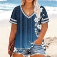thumbnail image 2 of Plus Size Shirts for Women Vintage Floral Print V-Neck Top Short Sleeve Loose Blouse Casual Summer Tops Trendy Outfits 2026, 2 of 6