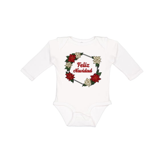 Inktastic Feliz Navidad Poinsettia Boys or Girls Long Sleeve Baby Bodysuit