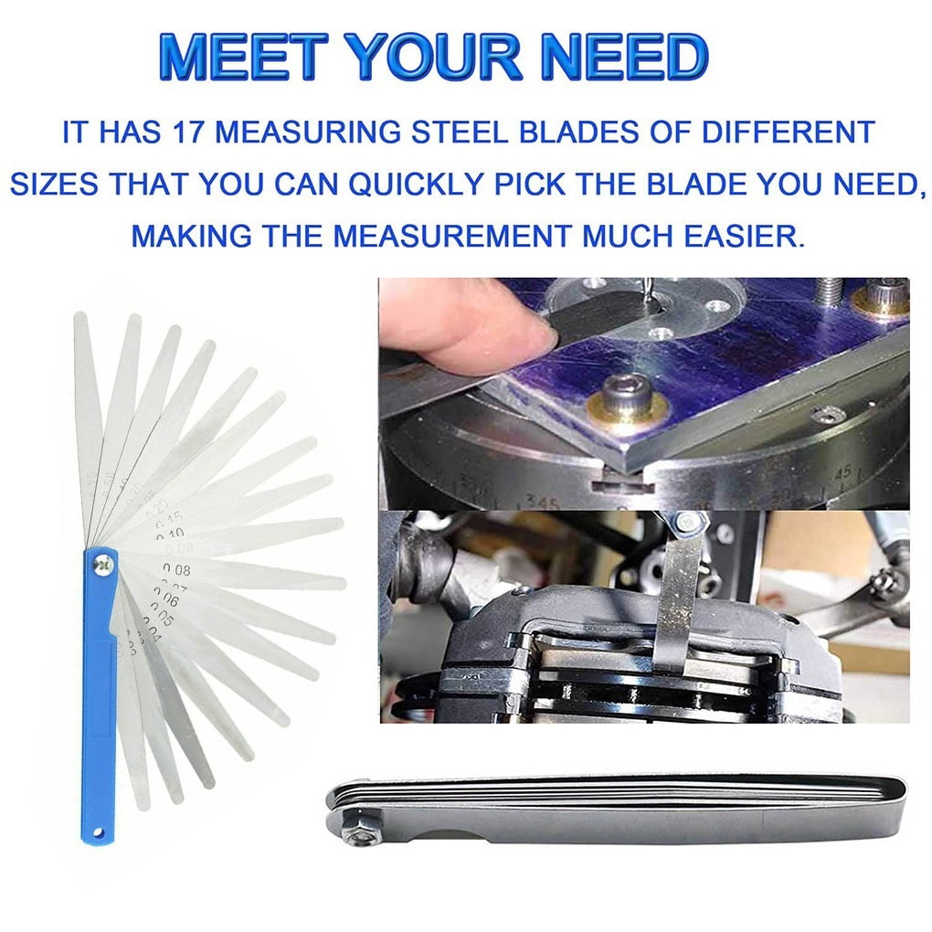Feeler Gauge Measurement 0.02-1mm Filler Gage 360 Degree Measuring Steel Removable Foldable Adjustable Tappet Valve Shim ,High Strength