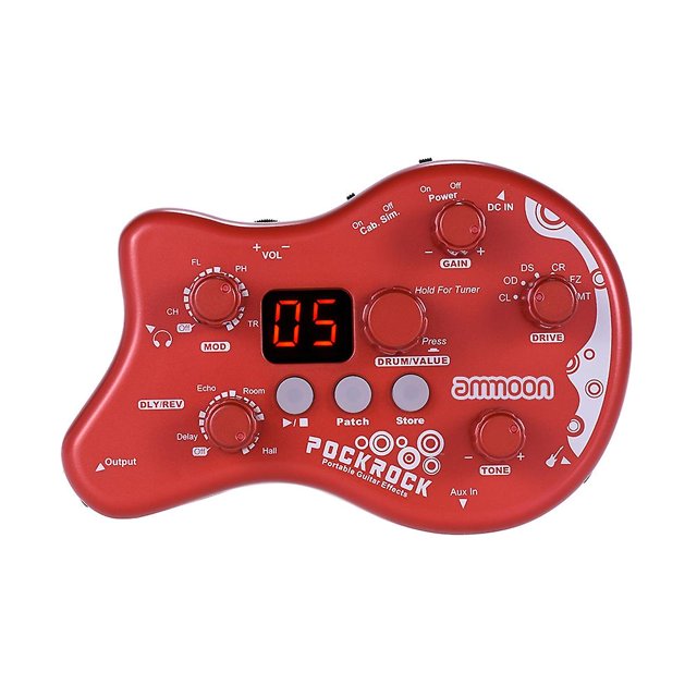 Ammoon Pockrock Portable Guitar Multi-effects Processor Effect Pedal 15 Effect Types 40 Drum Rhythms