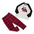 thumbnail image 3 of Ensemble de Pyjamas de Noël Assortis pour la Famille, Haut à Manches Longues Raglan + Pantalon à Carreaux Ensemble de Vêtements de Nuit, 3 of 6