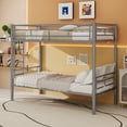 thumbnail image 4 of Harper & Bright Designs Twin Over Twin Bunk Bed with Ladder, Metal Bunk Bed Frame with Guardrail for Boys Girls, Convertible 2 Beds, Silver, 4 of 15