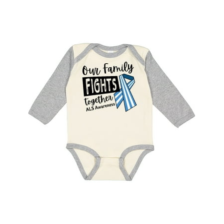 

Inktastic Our Family Fights Together ALS Awareness Gift Baby Boy or Baby Girl Long Sleeve Bodysuit