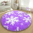 thumbnail image 5 of KIXINWA Round Purple Rugs for Girl Bedroom, 4x4 Feet Fluffy Circle Purple Snowflake Rug for Room Decor, Circular Plush Snowflake Carpet for Kids Room Playroom Nursery Decor, Cute Purple snowflake rug, 5 of 5