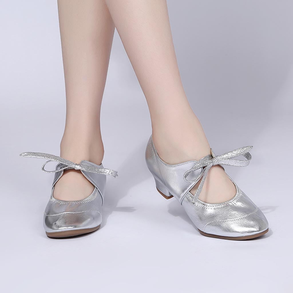 Canvas 1.4 Low-Heel Slip on Round Toe Girl Prom Shoes Women‘s Ballet Dance Shoes Dancing Rumba Waltz Prom Singles Shoes 