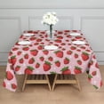 thumbnail image 3 of Red Strawberry Plants Fruit Dot Pink Pattern Square Tablecloth,Waterproof Square Table Cover,Wipeable Spillproof Washable Table Cover for Home Kitchen Party Decor 52"x52"(132x132cm), 3 of 6