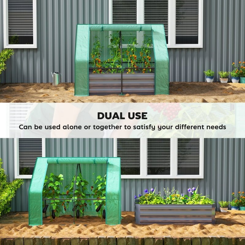 Alvantor Green and Dark Gray 50' L x 37' W x 36' H 2-in-1 Raised Planter with Greenhouse Cover