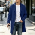 thumbnail image 2 of Nmnitkp Men's Solid Color Notched Lapel Single‑Breasted Mid‑Long Wool Blend Overcoat Long Sleeve Pocket Trench Coat for Fall Winter Business Casual Daily Street Outfits Navy,3XL, 2 of 9