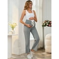 thumbnail image 2 of DARING DIVA Women's High-waisted Wide Leg Maternity Lounge Pants S Light Grey, 2 of 7