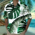 thumbnail image 2 of KTMKH Mens Short Sleeve Shirt Casual Vacation 3D Print Seaside Coconut Leaf Print Shirt, 2 of 4