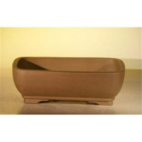 Bonsai Boy L320 10.7 x 7.9 x 3 in. Unglazed Ceramic Bonsai Pot, Tan - Rectangle