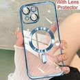 thumbnail image 2 of Magnetic Case for iPhone 14 Plus Case [Compatible with MagSafe] Camera Lens Protector Plating Luxury Cover for Women Men Clear Soft TPU Shockproof Protective Phone Case - Blue, 2 of 12